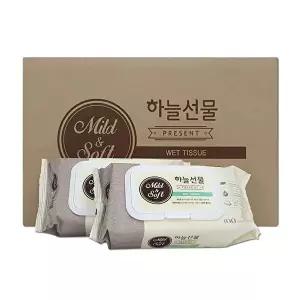 고품질 피톤치드 하늘선물 물티슈 캡형 (100매x24개) 한박스 일회용물티슈 판촉물티슈 WFODTRD