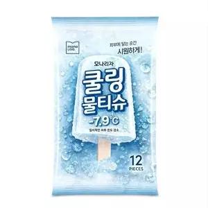 [유한킴벌리]고품질 모나리자 쿨링 페퍼먼트 물티슈 12매 개별포장 외출용 일회용 쿨링물티슈 냉감물티슈
