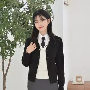 GBM 보풀방지 블랙 교복 가디건 (여자) 교복 여자교복 롱니트가디건 (W972A0B)