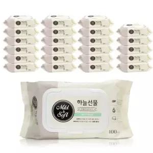[룽스_65]물티슈 캡형100매 x1박스(24개)휴대형 티슈 아기