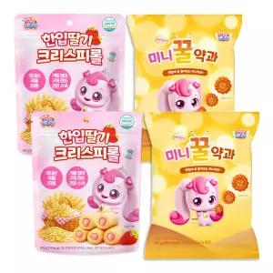 프린세스 캐치티니핑 한입 딸기 크리스피롤 40g 하츄핑의 미니꿀약과 90g 세트 간식 어린이집 화이트데이