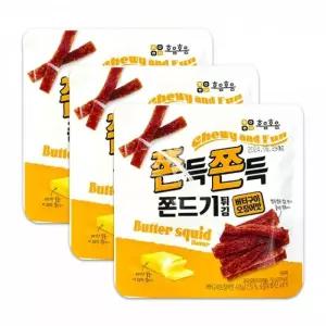 쫀득쫀든 쫀드기튀김 버터구이오징어맛 50g 3개
