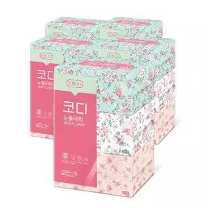 [코디] 뉴플라워 미용티슈 250매x3입 5팩(천연펄프/무형광/무색/무료배송)