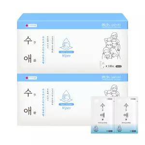 자우버 수애 손소독 티슈 실속형 개별포장 100매입 2개(총 200매)