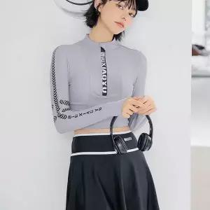 [하프클럽/옷자락]여자 래쉬가드 반집업 레터링 투피스 스포티 수영복