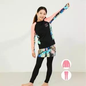 [하프클럽/베이직 엘르]베이직엘르 여아동 집업 래쉬가드 비치반바지 워터레깅스 세트 BEG-W602K