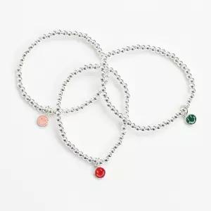 실버925 스마일 은볼 어린이 팔찌 3mm