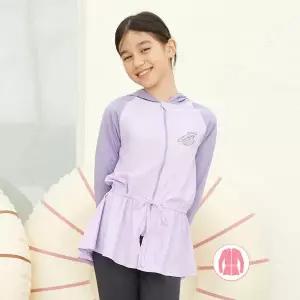 [하프클럽/베이직 엘르]베이직엘르 여아동 롱 후드 집업 래쉬가드 퍼플 BEG-X