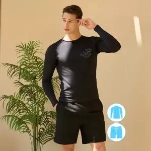 [하프클럽/베이직 엘르]베이직엘르 남성인 래쉬가드 비치반바지 세트 BEM-X91