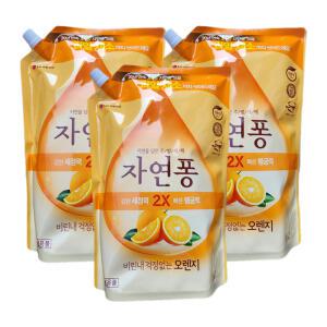 엘지생활건강 자연퐁 비린내 걱정없는 오렌지 주방세제 리필 1.4L 3개