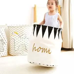 home 손잡이 세탁바구니 패브릭 빨래바구니 대형 깔 대용량빨래바구니 (WFGTAM7)