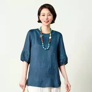 [마담엘레강스] 퓨리티 인견 블라우스 틸그린 K252BL16