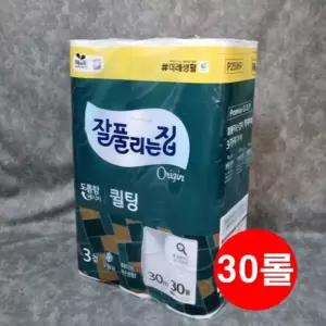 잘풀리는집 더도톰한 퀼팅 3겹 30M 30롤 1팩 휴지화장지