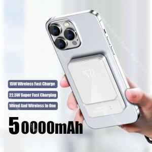마그네틱 보조배터리 50000mAh 15W 무선 고속 충전기 (아이폰 16 14 13  S25 S24 샤오미 휴대용 배터리)
