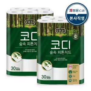 쌍용씨엔비 코디 숲속 피톤치드 30m 30롤 2팩