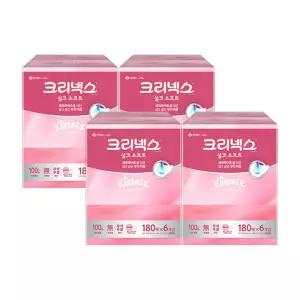 크리넥스 실크 소프트 천연펄프 미용티슈 2겹, 180매, 6입, 4개