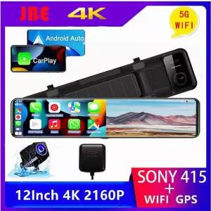 룸미러 후방 카메라 사이드 4K 12 인치 2160P 와이파이 소니 IMX415 자동차 DVR 비디오 레코더 대시캠 백미
