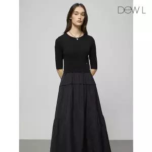 듀엘 DEWL 니트 블록 플레어 원피스 BK_D252MSE231 398007