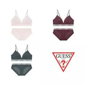 [게스언더웨어](강남점)(3종/1택) 실버밴디드 와이어프리 브라렛 + 팬티 세트(OEWBR 598/BP 598)