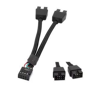 12cm 9핀 USB 2.0 Y 스플리터 케이블 - 여성형에서 듀얼 남성형으로 PC 전면 패널 오디오 및 HD용 마더보드 연장
