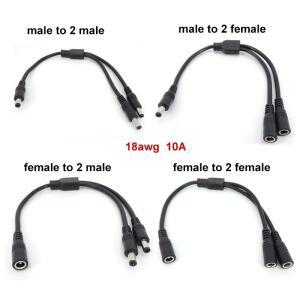 18awg 10A 1-36v 2 웨이 1 남성 여성 DC 전원 공급 장치 어댑터 케이블 5.5mmx2.1mm 분배기 커넥터 플러그