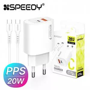 스피디 GaN PD QC 20W PPS 2포트 초고속 가정용충전기 [5V/3A/9V/2.22A/12V/1.67A] 분리형/CTOC케이블 포함