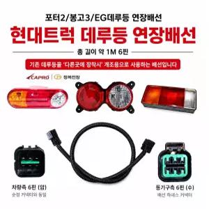 대성부품 현대트럭 데루등 연장배선 1M 6핀 포터2 봉고3 EG 트럭 후미등 연장 하네스 개조용 배선 순정 커넥터 타입 데루등 확장 연결 화물차 대형 특장차 호환  정복전장 JB 메가 파워텍 트라고 뉴파워