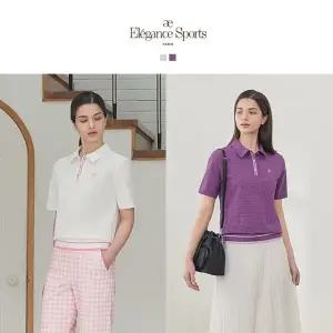 [Elegance Sports] 26SS 여성 썸머 메쉬 시어서커 카라 티셔츠 2종