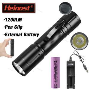 고정 초점 토치가있는 1200LM LED 손전등 강력한 스포트라이트 휴대용 펜 클립 모자 전조등 외부 21700 배