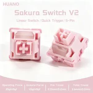 HUANO 사쿠라 V2 V3 스위치 핑크 35gf 5핀 리니어 크리미 커스텀 DIY 60 게이밍 기계식 키보드 POK POM