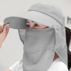 3색 1개 똑딱이 탈착 풀커버 얼굴 목 햇빛가리개 모자 목그늘 안면 마스크 여름 햇빛차단