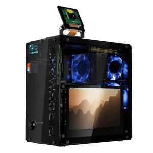 라즈베리 파이 5, 오픈클로 AI 에이전트, 듀얼 NVMe RAID 0/1 NAS, 카메라, 마이크, 오디오, M.2 Hailo8, LLMs ChatGPT /Gemini용 4.3 u201D 터치스크린이 장착된 Pironman 5 Pro Max 미니 PC 케이스(RPI5 미포함)