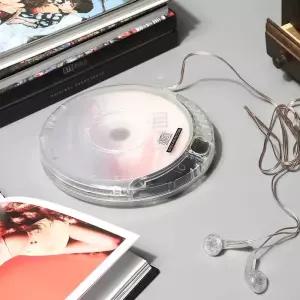 CD 플레이어 투명 휴대용 레트로 시디 플레이어 복고