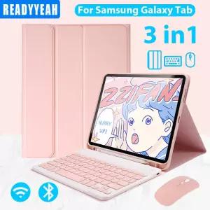 삼성 탭 10.4 S7 S8 11 플러스 케이스 용 태블릿 갤럭시 A8 10.5 S6 커버 마우스 키보드 포함