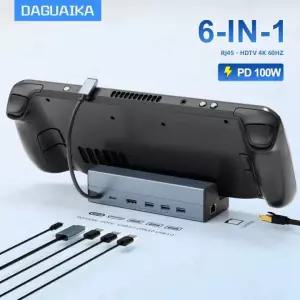 스팀 덱 독 6 in 덱/로그 앨리 2023 도킹 스테이션 스탠드 3*USB 30 HDTV 4K60Hz 기가비트 이더넷 PD 00W