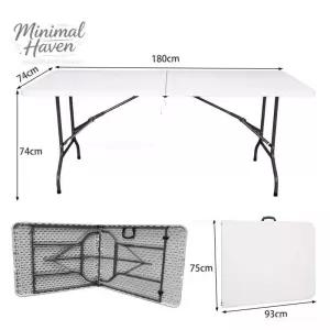 흰색 야외용 직사각형 플라스틱 접이식 테이블 휴대용 정원용 의자