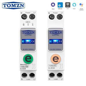 TOMZN ewelink 1P + N 63A 110V 220V WIFI 스마트 스위치 에너지 미터 홈용 Kwh 계량 회로 차단기 타이머