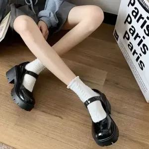 여성 통굽 로퍼 메리제인 슈즈 둥근코 스트랩 버클