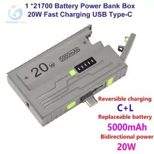 1섹션 21700 배터리 박스 DIY 고속 충전 보조 배터리 박스 키트 5V 3A 9V 2A 12V 1.5A USB C타입 충전기 케