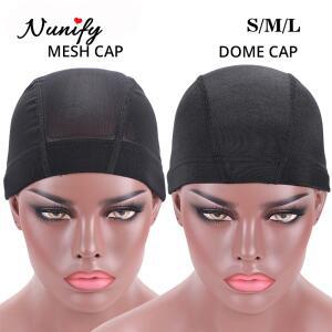 Nunify 1PCS S M L 보닛 Perruque 블랙 Hairnet 돔 모자 수영 가발 액세서리  스판덱스
