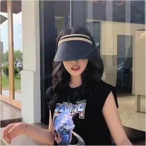 [패션] 휴양지 밀짚모자 여름 여자 2컬러 썬캡 라피아햇 놀이터 선캡