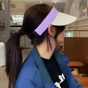 [패션] 라탄 돌돌이 모자 썬캡 퍼플 여름모자 자외선차단모자