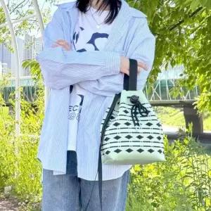 여성 니트 복조리백 컬러풀한디자인 캐주얼 버킷백