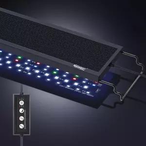 하이거 선 문 LED 수족관 조명 풀 스펙트럼 어항 주간-야간 듀얼 타이머 6 10 밝기 8가지 색상 조절 가능