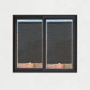 롤 블라인드 창문 방염 암막스크린 도트블랙 37X125cm 붙이는커튼 (WBA343F)