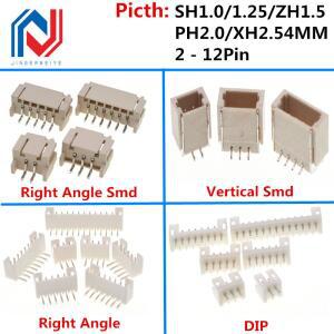 10Pcs SH/JST/ZH/PH/XH 피치 1.0MM 남성 핀 헤더 소켓 Dip/직각 SMD 2/3/4/5/6/6/7/8/9/10/12P