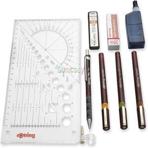 rOtring S 0699370 아이소그래프 기술 드로잉 펜, 세트, 3펜 대학 세트(0.20mm, 브라운