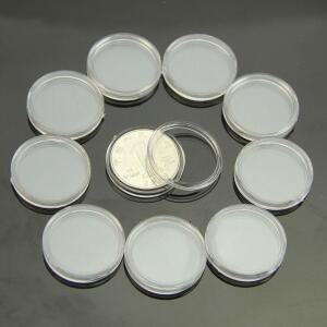 투명 원형 케이스 상자 동전 보관 캡슐, 거치대 플라스틱 정리함, 18mm, 10 개