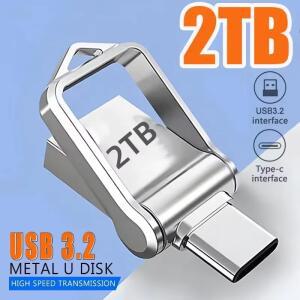 USB 3.2 2TB 플래시 드라이브 고속 Type-C 인터페이스 듀얼 사용 메모리 512GB 1TB 스틱(전화용) Windows 1