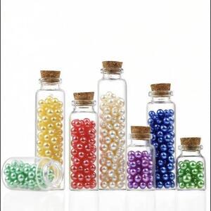 5X 10/15/20/25/30/40/50/55/60ml 투명 유리병 코르크 마개 병 DIY 웨딩 홈 데코 보관병